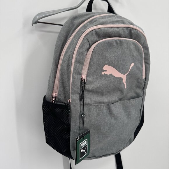 Puma Evercat Hybrid Backpack in Heather Grey/Pale Pink for Girl/Woman School Gym - Picture 2 of 15